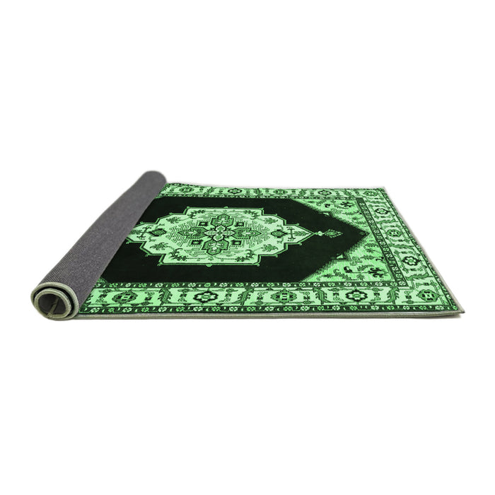 Sideview of Medallion Emerald Green Traditional Rug, tr1603emgrn