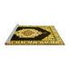 Sideview of Machine Washable Medallion Yellow Traditional Rug, wshtr1603yw