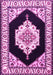 Machine Washable Medallion Pink Traditional Rug, wshtr1603pnk