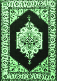 Medallion Emerald Green Traditional Rug, tr1603emgrn