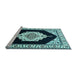 Sideview of Machine Washable Medallion Light Blue Traditional Rug, wshtr1603lblu