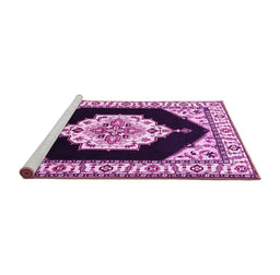 Sideview of Machine Washable Medallion Pink Traditional Rug, wshtr1603pnk