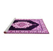 Sideview of Machine Washable Medallion Pink Traditional Rug, wshtr1603pnk