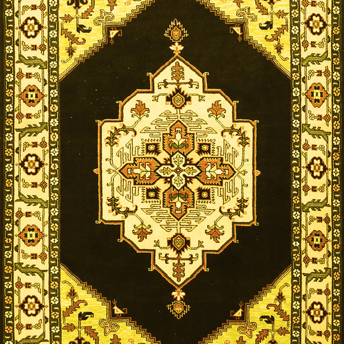 Medallion Yellow Traditional Rug, tr1603yw