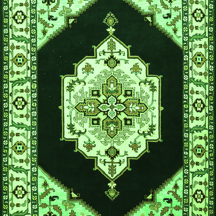 Serging Thickness of Machine Washable Medallion Green Traditional Area Rugs, wshtr1603grn