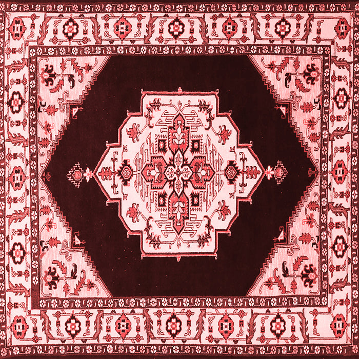 Machine Washable Medallion Red Traditional Rug, wshtr1603red