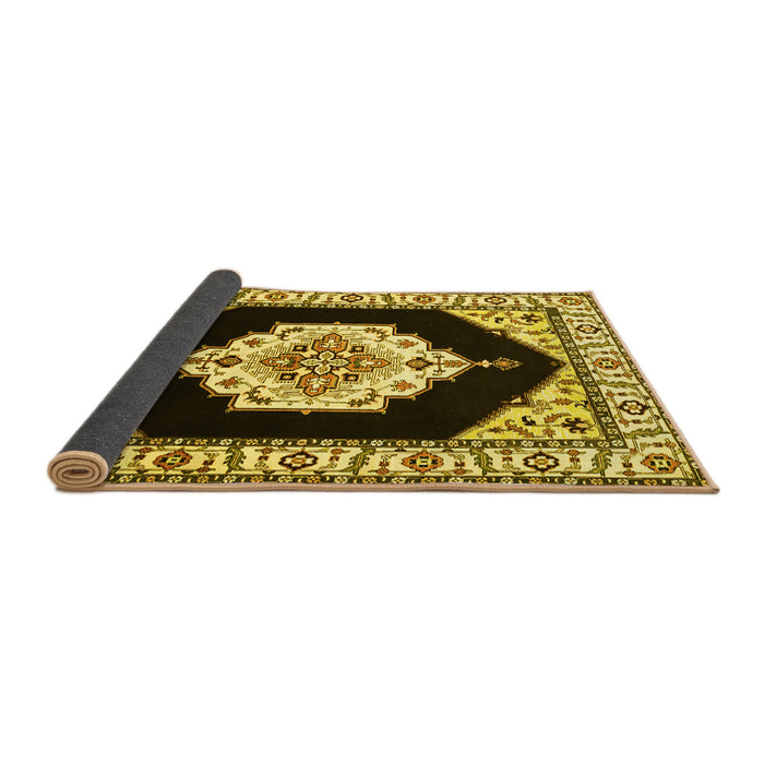 Sideview of Medallion Yellow Traditional Rug, tr1603yw