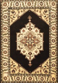 Medallion Brown Traditional Rug, tr1603brn