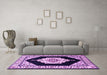 Machine Washable Medallion Purple Traditional Area Rugs in a Living Room, wshtr1603pur