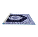 Sideview of Machine Washable Medallion Blue Traditional Rug, wshtr1603blu