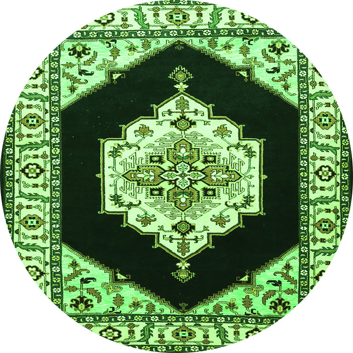 Machine Washable Medallion Green Traditional Area Rugs, wshtr1603grn