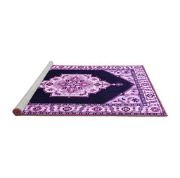Sideview of Machine Washable Medallion Purple Traditional Area Rugs, wshtr1603pur