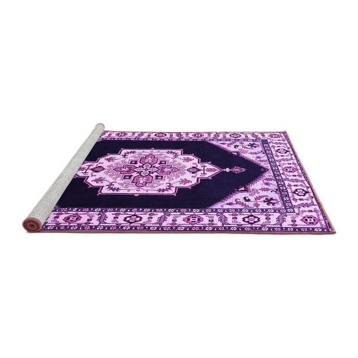 Sideview of Machine Washable Medallion Purple Traditional Area Rugs, wshtr1603pur