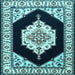 Square Medallion Light Blue Traditional Rug, tr1603lblu