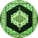 Square Medallion Green Traditional Rug, tr1603grn