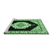 Sideview of Machine Washable Medallion Emerald Green Traditional Area Rugs, wshtr1603emgrn