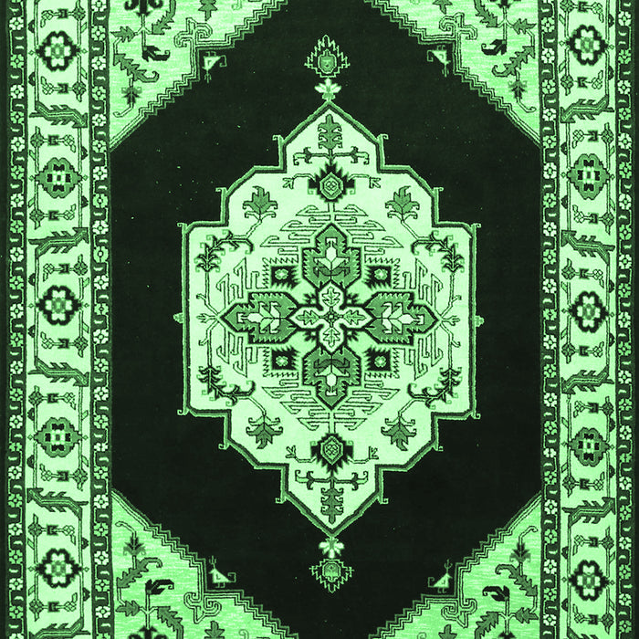 Machine Washable Medallion Emerald Green Traditional Area Rugs, wshtr1603emgrn