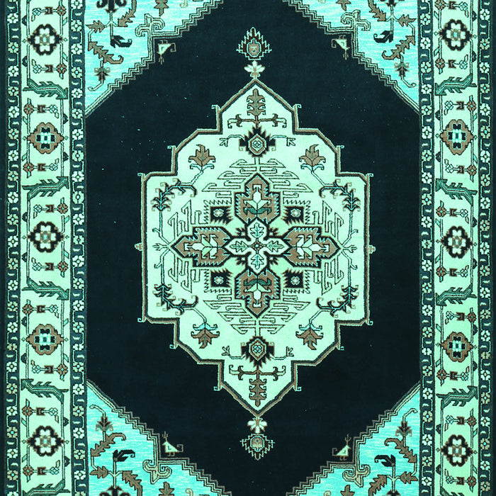 Machine Washable Medallion Turquoise Traditional Area Rugs, wshtr1603turq