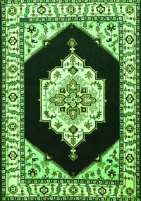 Medallion Green Traditional Rug, tr1603grn