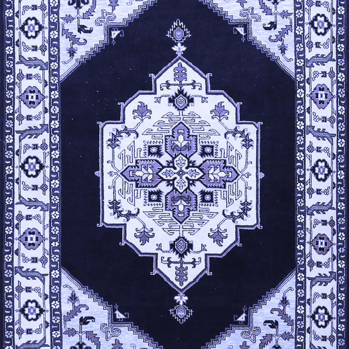 Machine Washable Medallion Blue Traditional Rug, wshtr1603blu