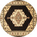 Round Medallion Brown Traditional Rug, tr1603brn