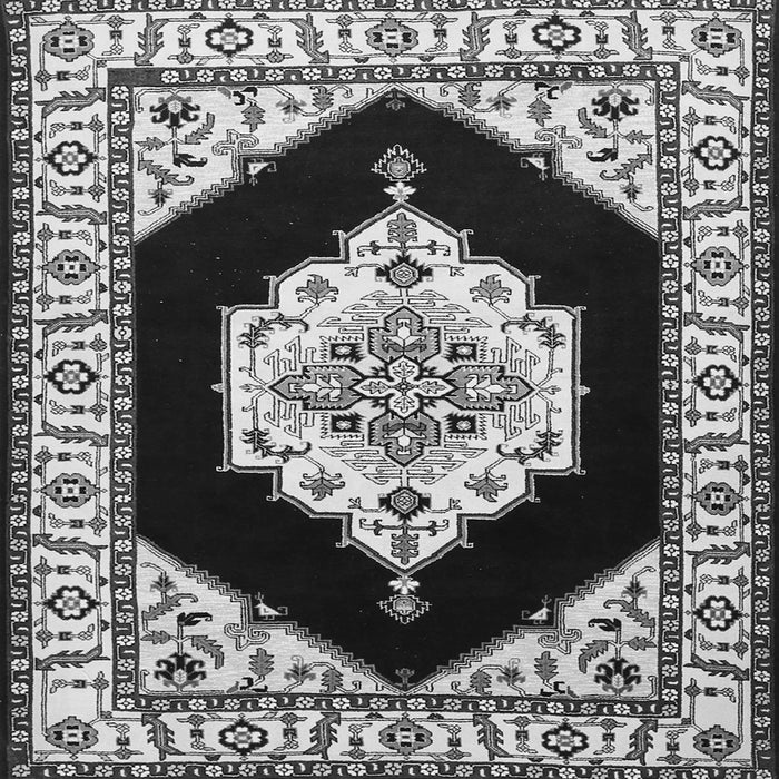 Round Machine Washable Medallion Gray Traditional Rug, wshtr1603gry