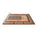 Sideview of Machine Washable Traditional Chestnut Brown Rug, wshtr1604