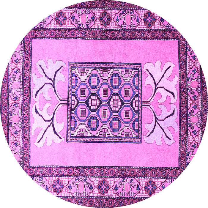 Round Machine Washable Persian Purple Traditional Area Rugs, wshtr1604pur