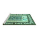 Sideview of Machine Washable Persian Turquoise Traditional Area Rugs, wshtr1604turq