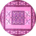 Round Machine Washable Persian Pink Traditional Rug, wshtr1604pnk