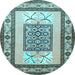 Round Machine Washable Persian Light Blue Traditional Rug, wshtr1604lblu