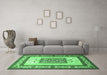 Machine Washable Persian Emerald Green Traditional Area Rugs in a Living Room,, wshtr1604emgrn