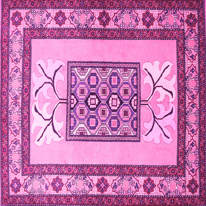 Square Machine Washable Persian Pink Traditional Rug, wshtr1604pnk