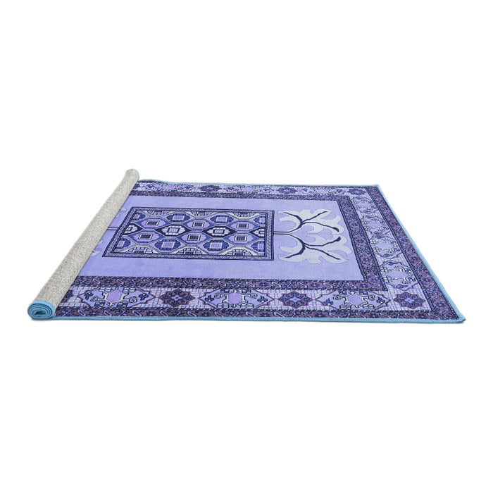 Sideview of Machine Washable Persian Blue Traditional Rug, wshtr1604blu
