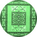Round Persian Emerald Green Traditional Rug, tr1604emgrn