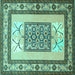 Square Machine Washable Persian Turquoise Traditional Area Rugs, wshtr1604turq