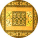 Round Persian Yellow Traditional Rug, tr1604yw