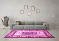 Machine Washable Persian Pink Traditional Rug, wshtr1604pnk