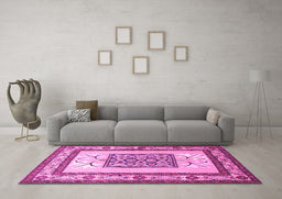 Machine Washable Persian Pink Traditional Rug in a Living Room, wshtr1604pnk