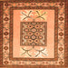 Round Machine Washable Persian Orange Traditional Area Rugs, wshtr1604org