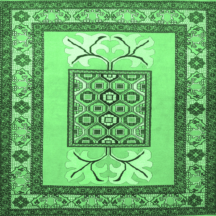 Square Machine Washable Persian Emerald Green Traditional Area Rugs, wshtr1604emgrn
