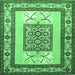 Square Machine Washable Persian Emerald Green Traditional Area Rugs, wshtr1604emgrn