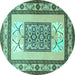 Round Persian Turquoise Traditional Rug, tr1604turq
