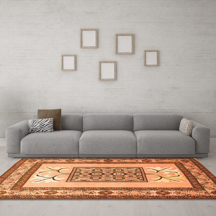 Machine Washable Persian Orange Traditional Area Rugs in a Living Room, wshtr1604org