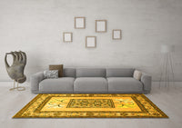 Machine Washable Persian Yellow Traditional Rug, wshtr1604yw