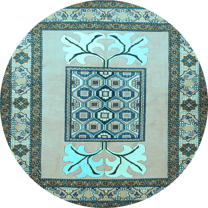 Round Persian Light Blue Traditional Rug, tr1604lblu