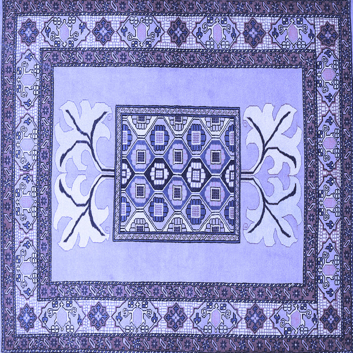 Square Machine Washable Persian Blue Traditional Rug, wshtr1604blu