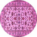 Round Machine Washable Persian Pink Traditional Rug, wshtr1605pnk