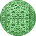 Round Persian Emerald Green Traditional Rug, tr1605emgrn