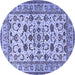 Round Machine Washable Persian Blue Traditional Rug, wshtr1605blu